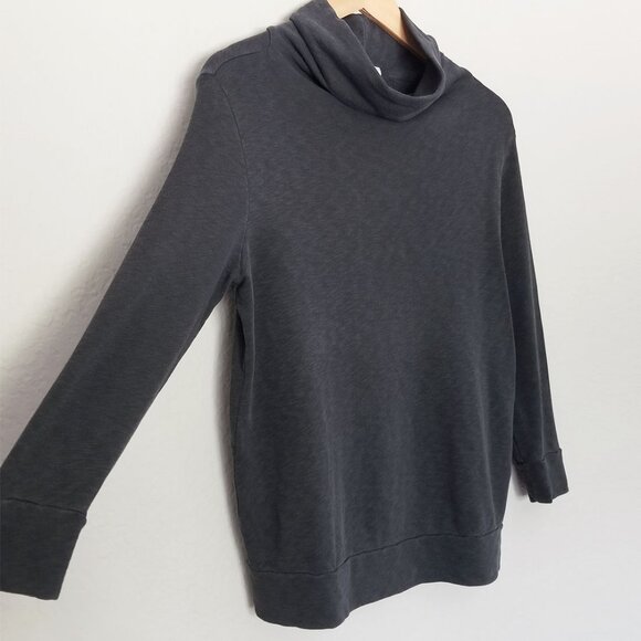 James Perse Funnel Neck 100% Supima Cotton Sweatshirt Top S 3/4 Sleeves Designer - Picture 2 of 14